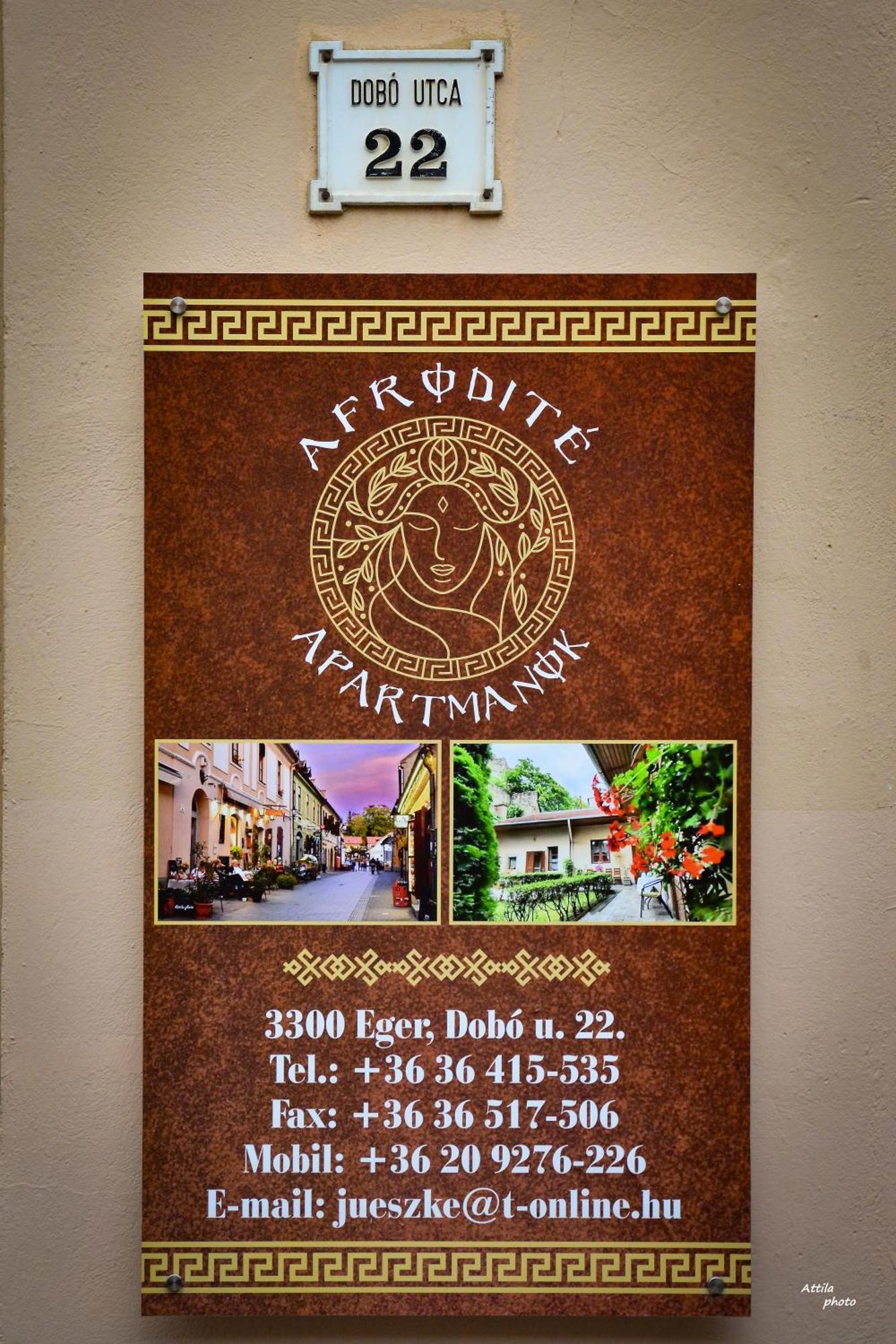Afrodite Apartmanok エゲル エクステリア 写真